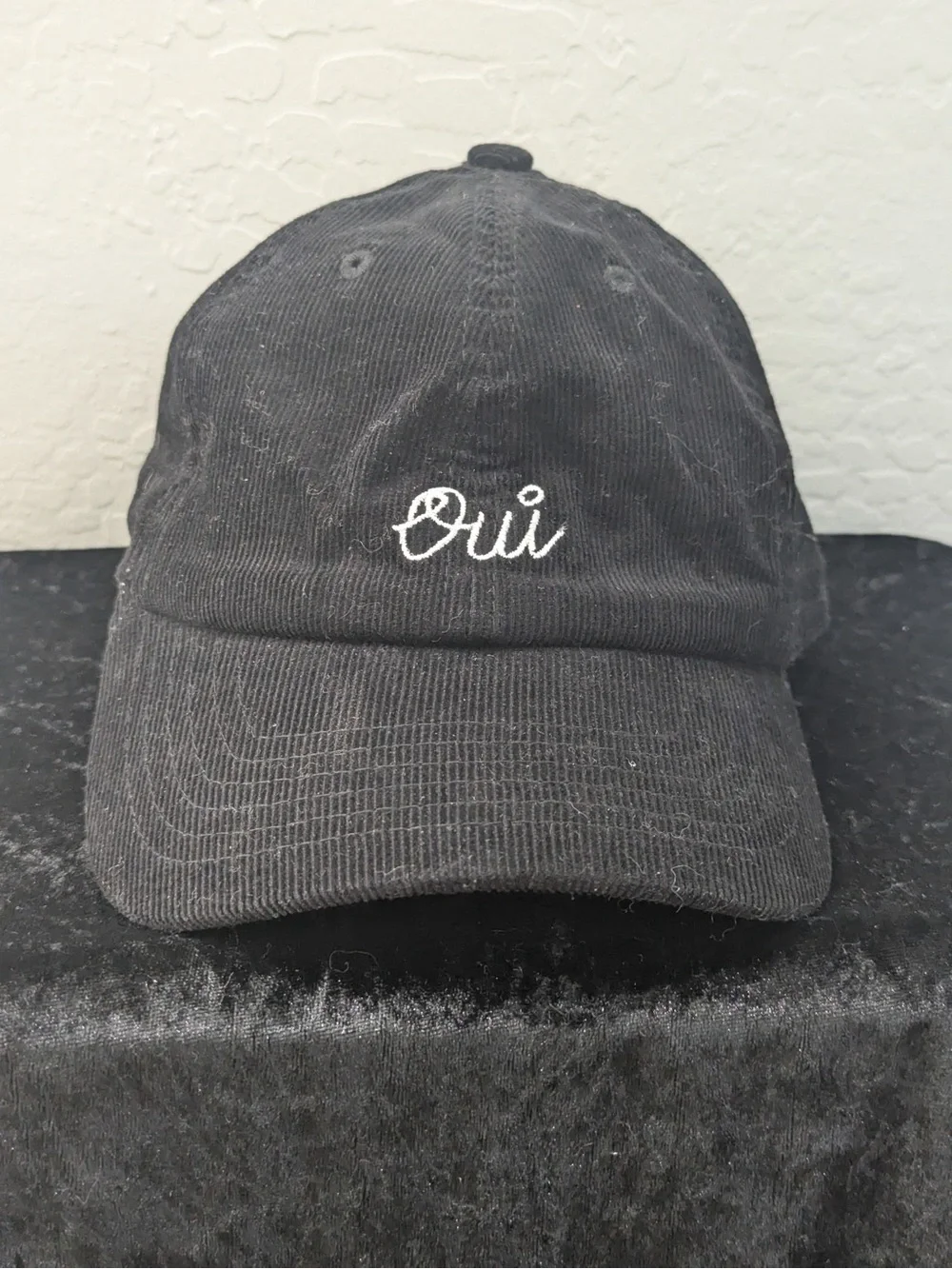 Clare V OUI Baseball Hat in Black Corduroy